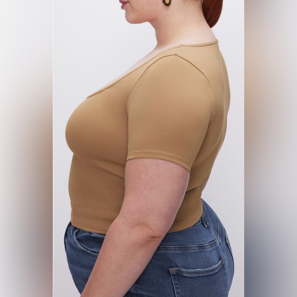 NWT Good American Women's Scoop Neck Crop Scuba Knit T-Shirt - Picture 8 of 15